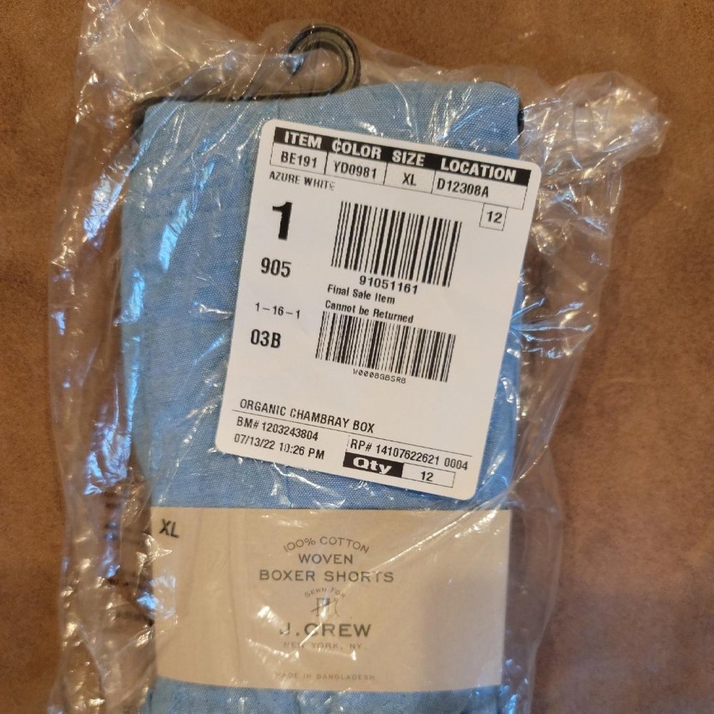 J. Crew Light Blue 100% Cotton Chambray Boxers